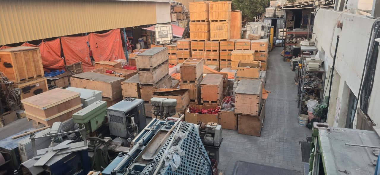 Stacked inventory racks in warehouse